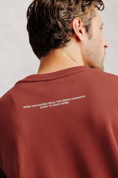 Sweater met ronde hals en print voor- en achterkan