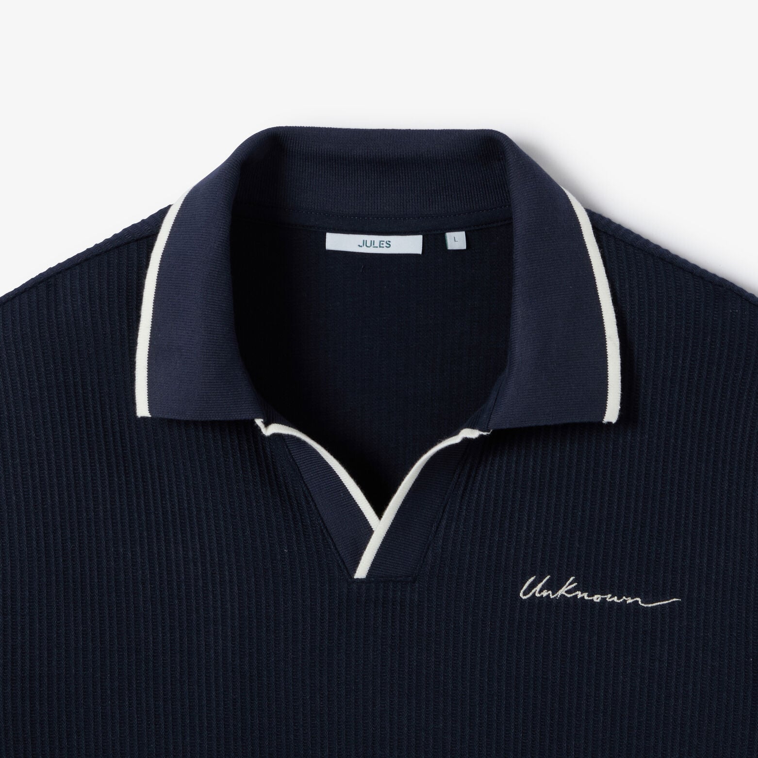 Polo manches longues col resort jacquard contrast&eacute;
