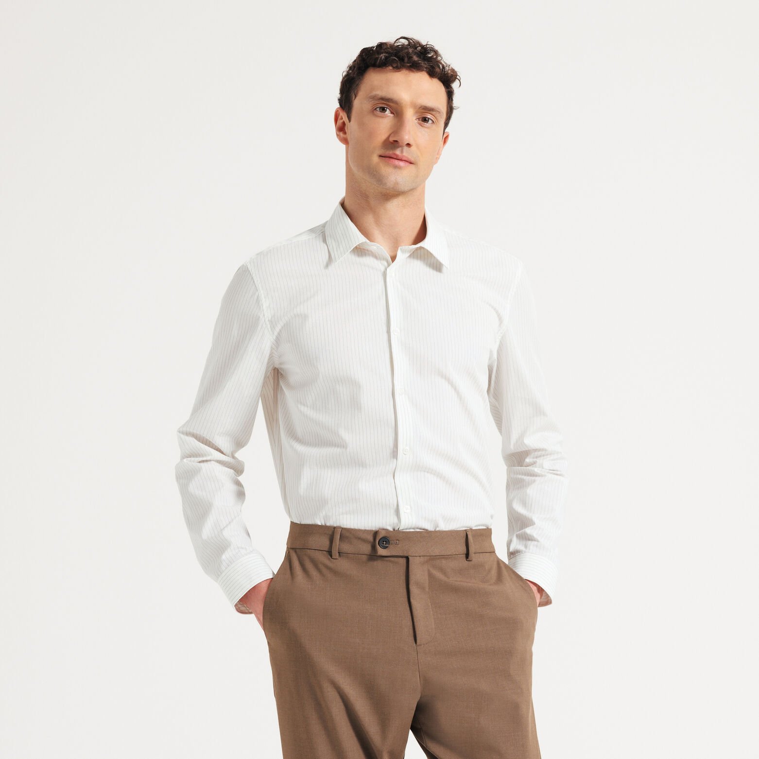 Chemise regular ray&eacute;e en coton