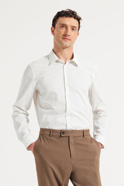 Chemise regular ray&eacute;e en coton