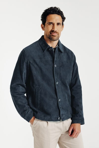 Blouson en cuir col chemise