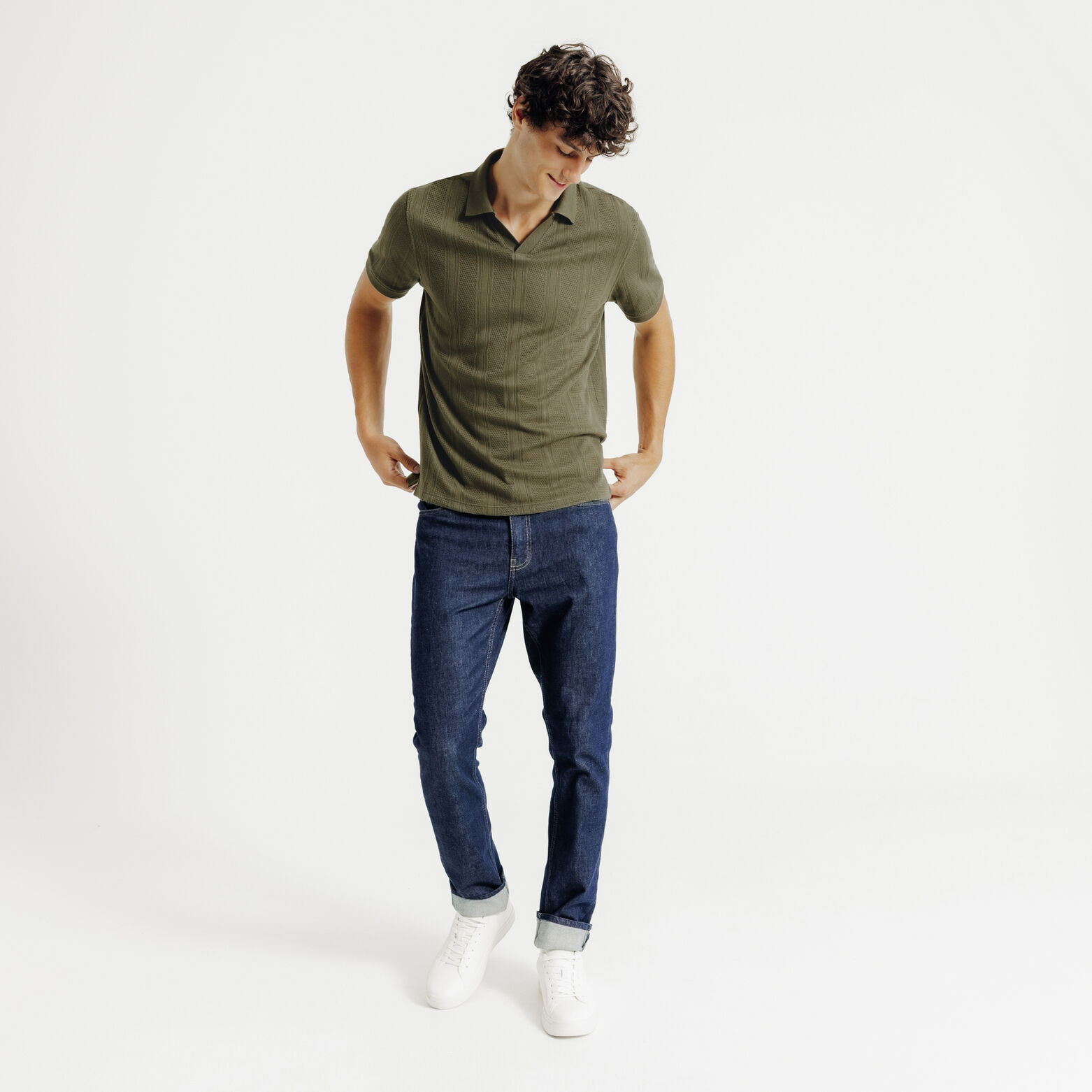 Polo korte mouwen, resort polokraag met lijnen