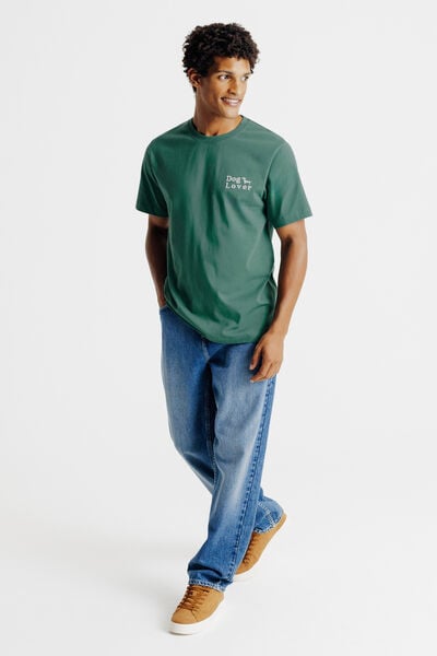 Tee shirt imprimé poitrine chien