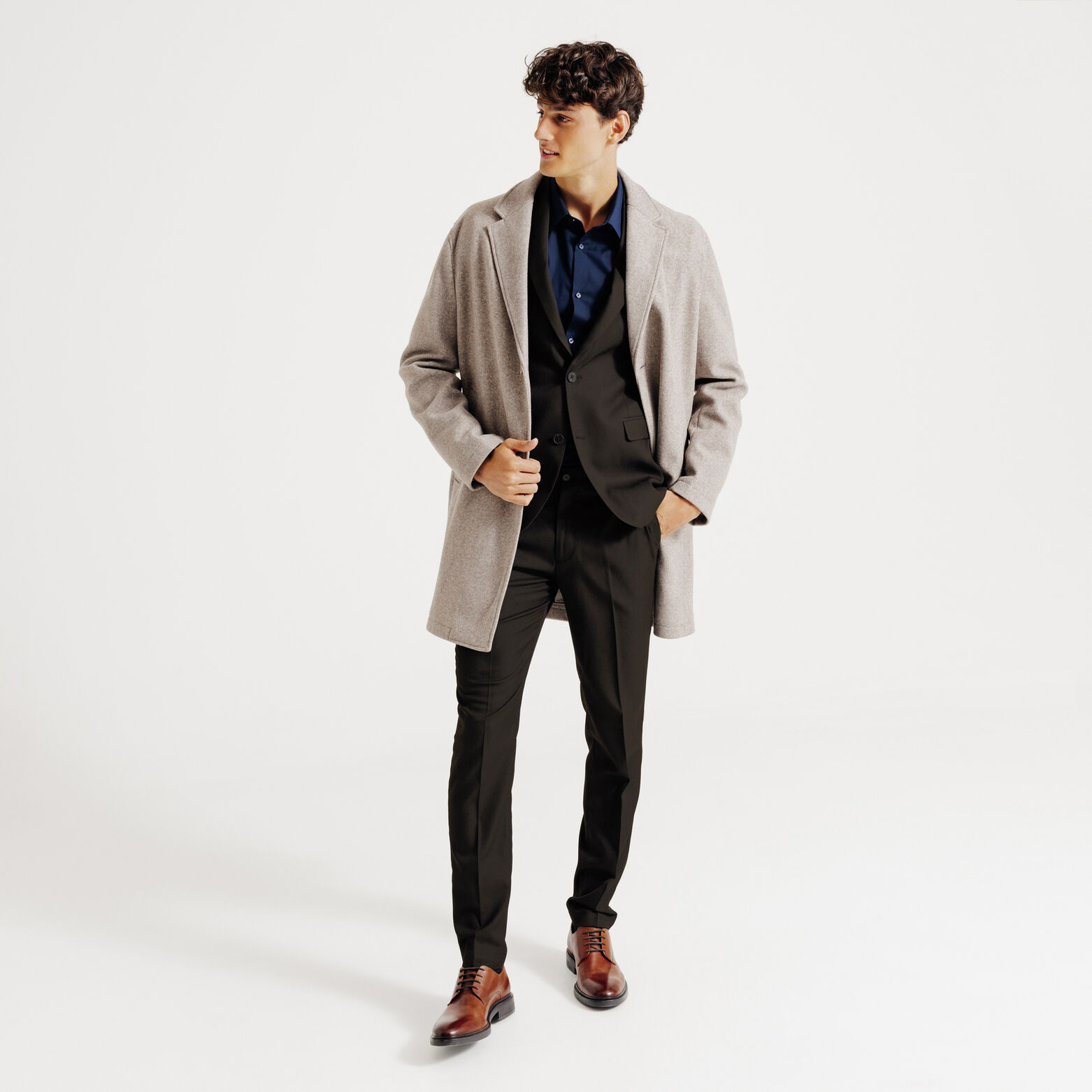 Slim fit effen kostuumbroek