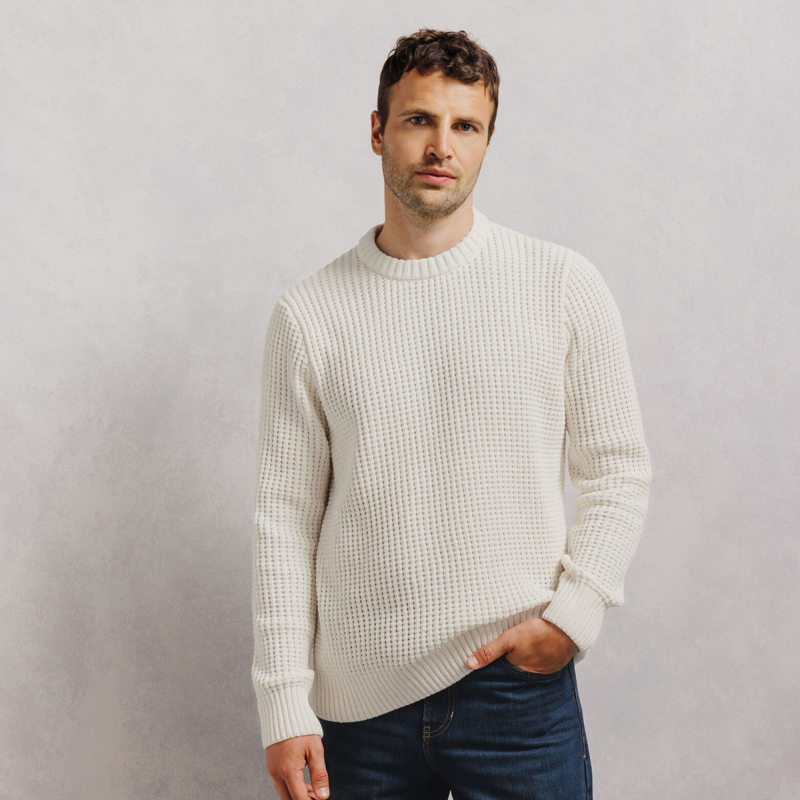 Pull col rond point fantaisie en chenille