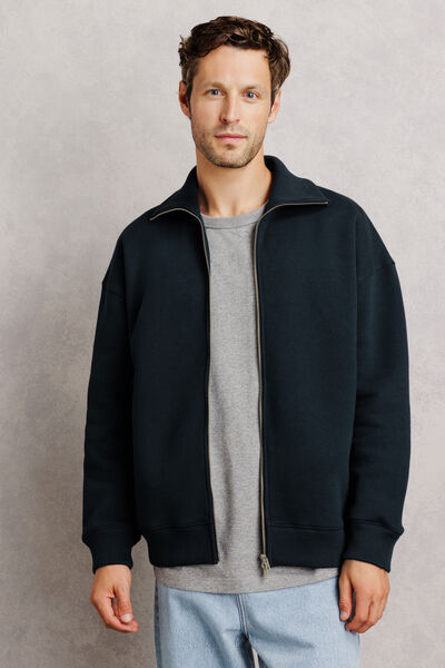 Sweat oversize zipp&eacute; col montant uni
