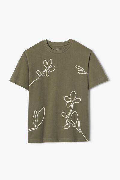 Tee shirt fleurs en cordelette mati&egrave;re fantaisie