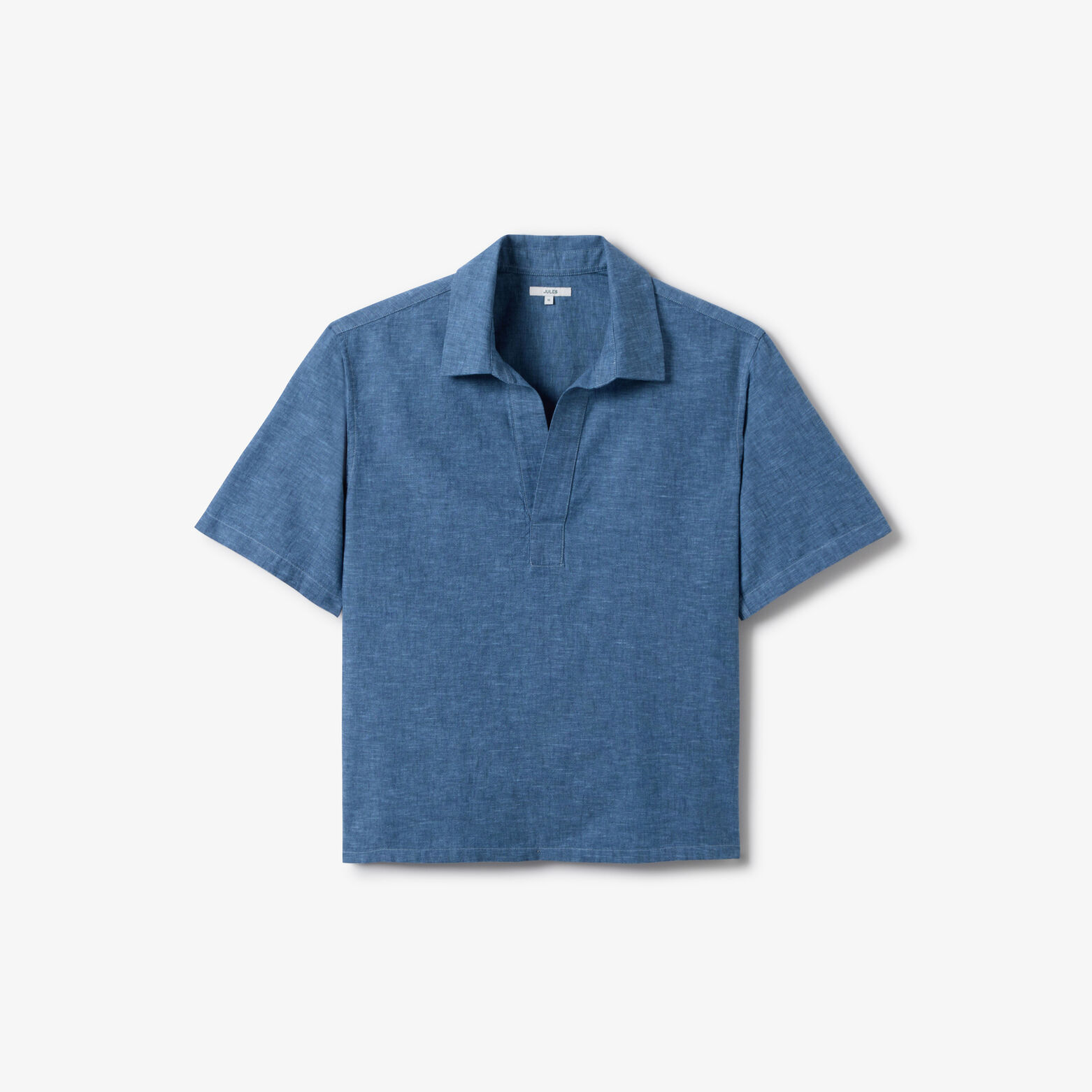 Chemisette 100% coton col vareuse effet denim