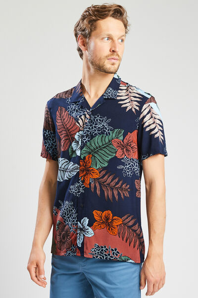Chemise hawaienne homme blanche à fleurs verte - GL BOUTIK BLANC Chemise hawaienne homme blanche à fleurs verte - GL BOUTIK BLANC