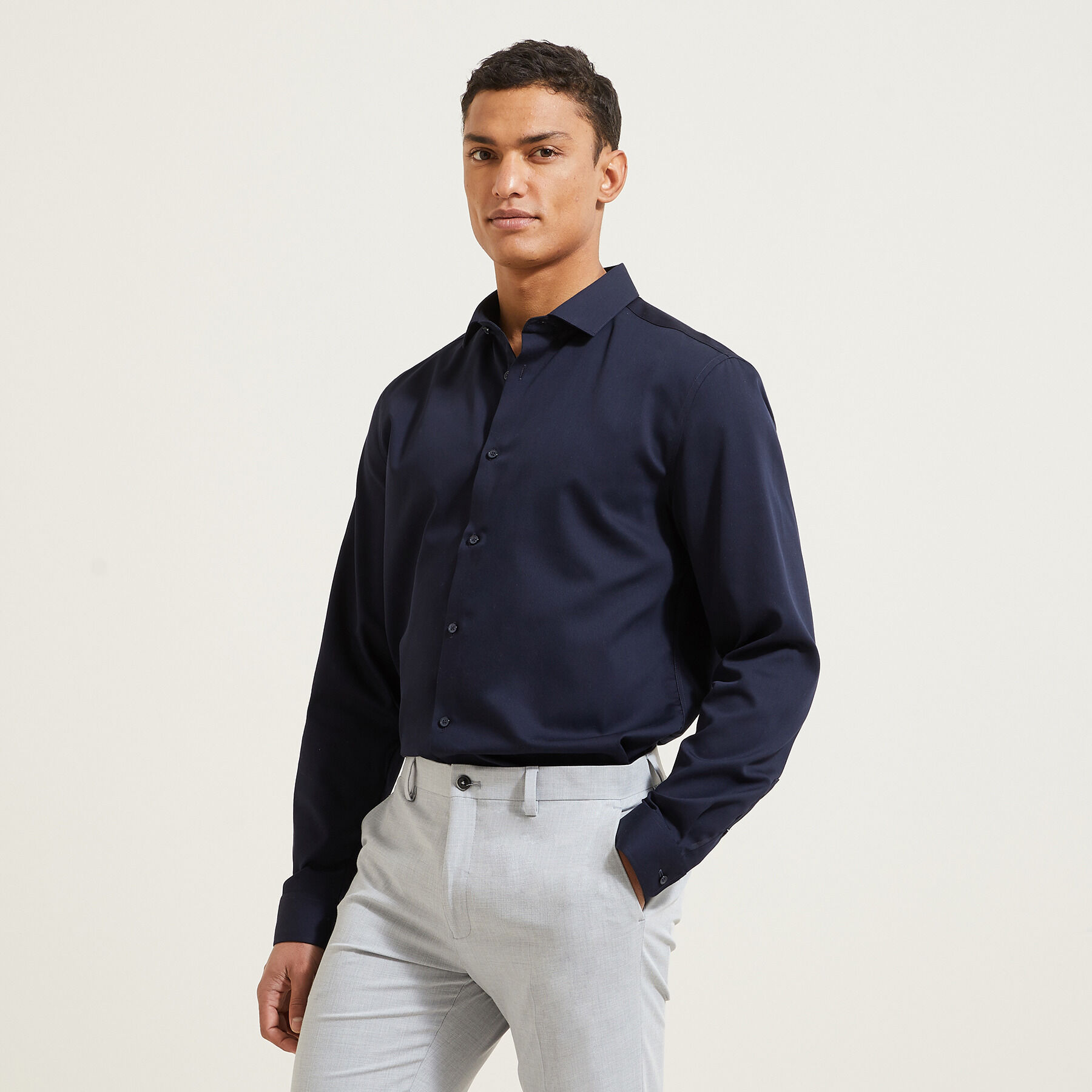 Chemise regular unie coton sans repassage