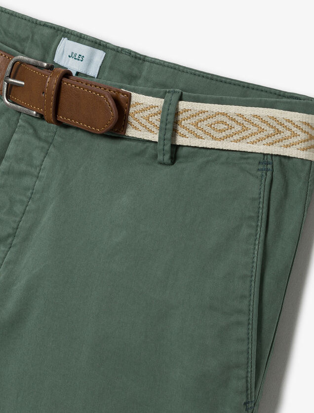 Bermuda chino uni avec ceinture