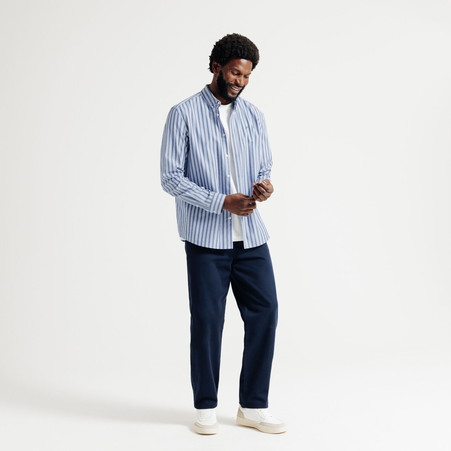 Chemise en coton rayée colorée