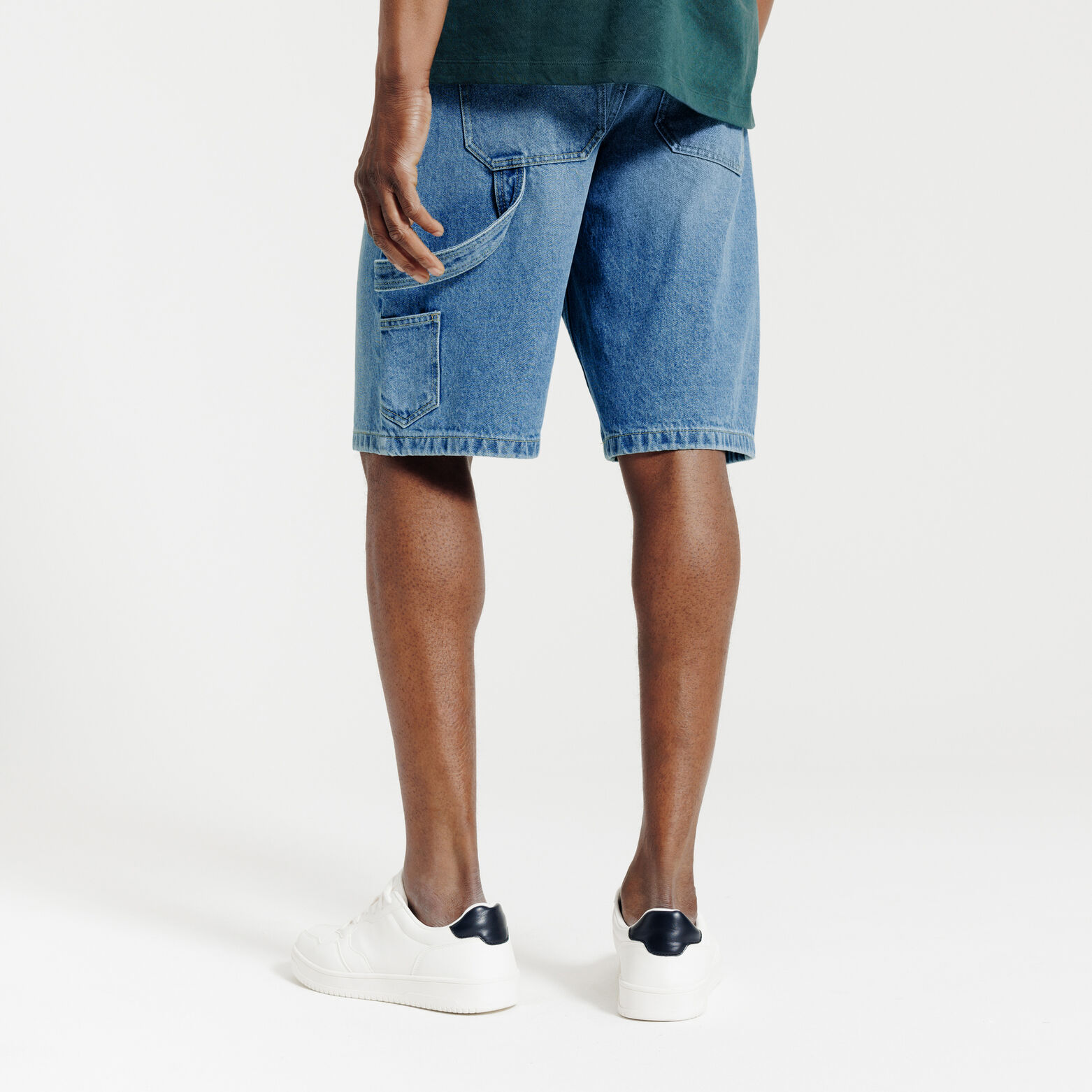 Baggy denim bermuda