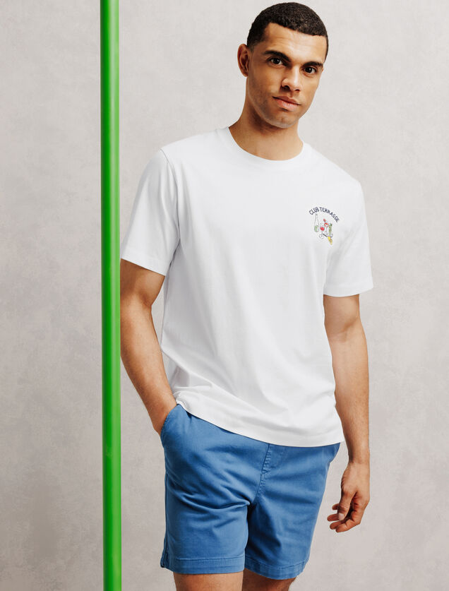 Gevlamd T-shirt met print club terrasse