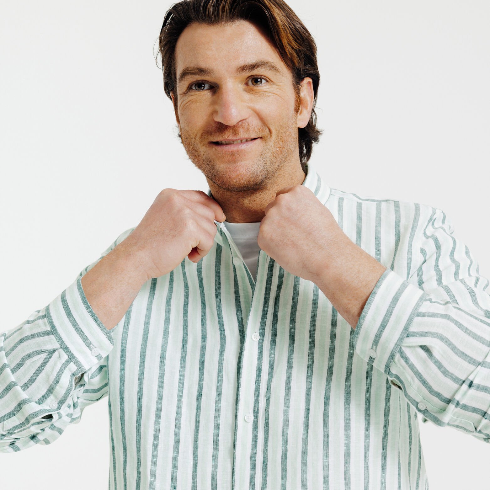 Gestreept hemd in linnen