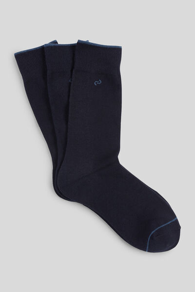 Lot de 3 paires chaussettes unies coton issu de l' Bleu