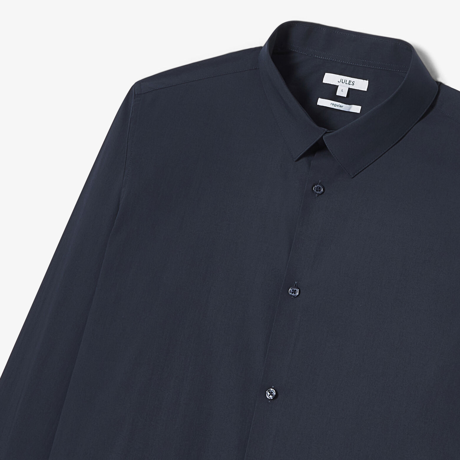 Regular effen hemd in katoen, nylon en elastaan