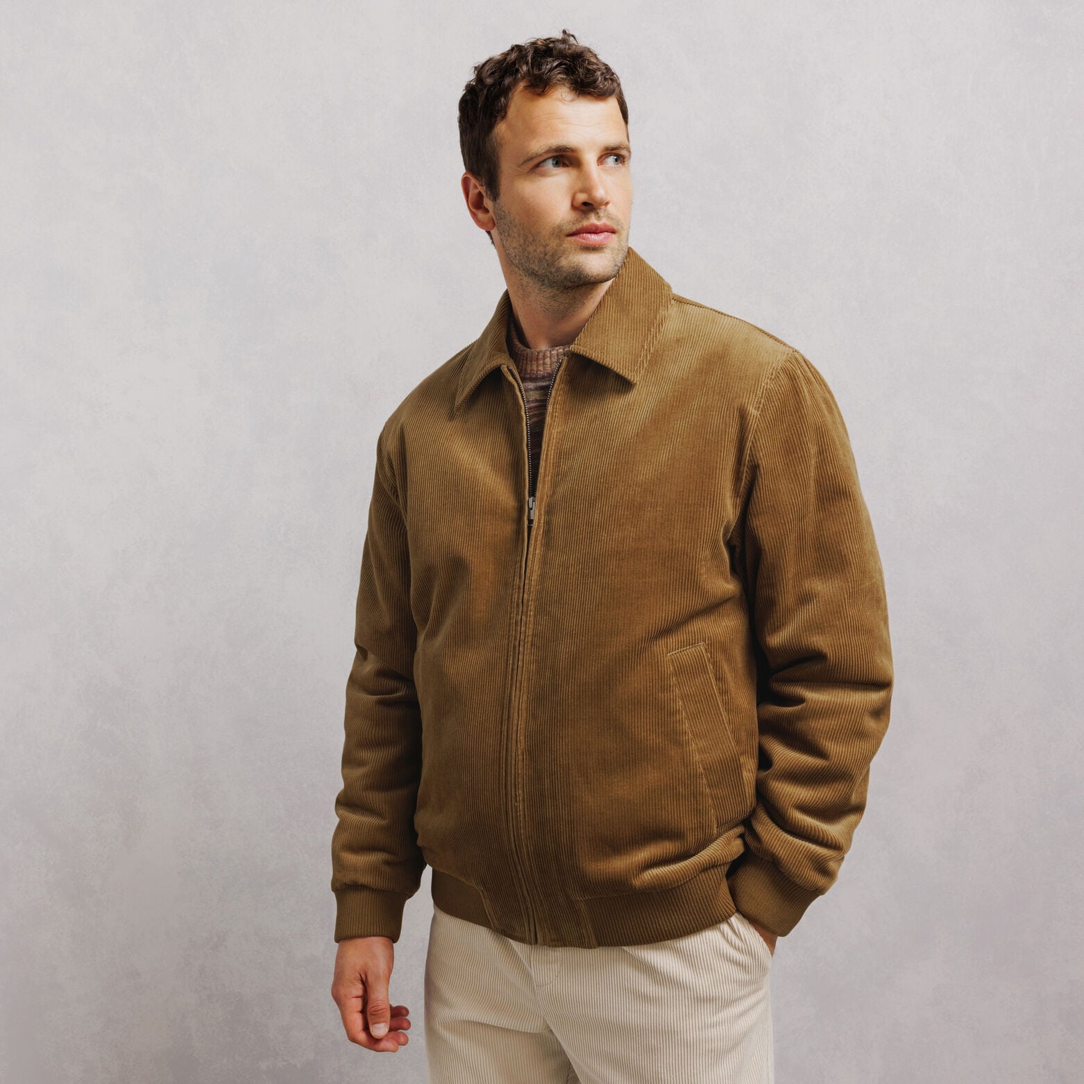 Fluwelen blouson met hemdkraag en rits