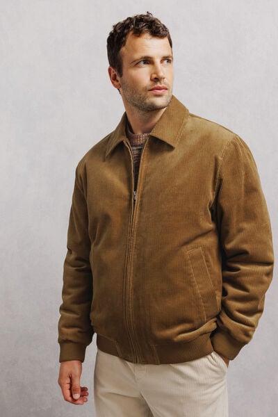 Fluwelen blouson met hemdkraag en rits