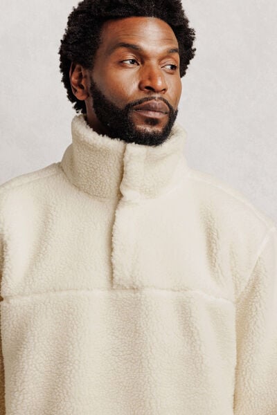 Sweat col montant pressionn&eacute; en sherpa