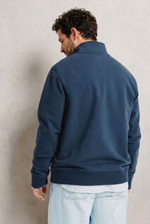 Effen heavy weight sweater opstaande kraag met rit