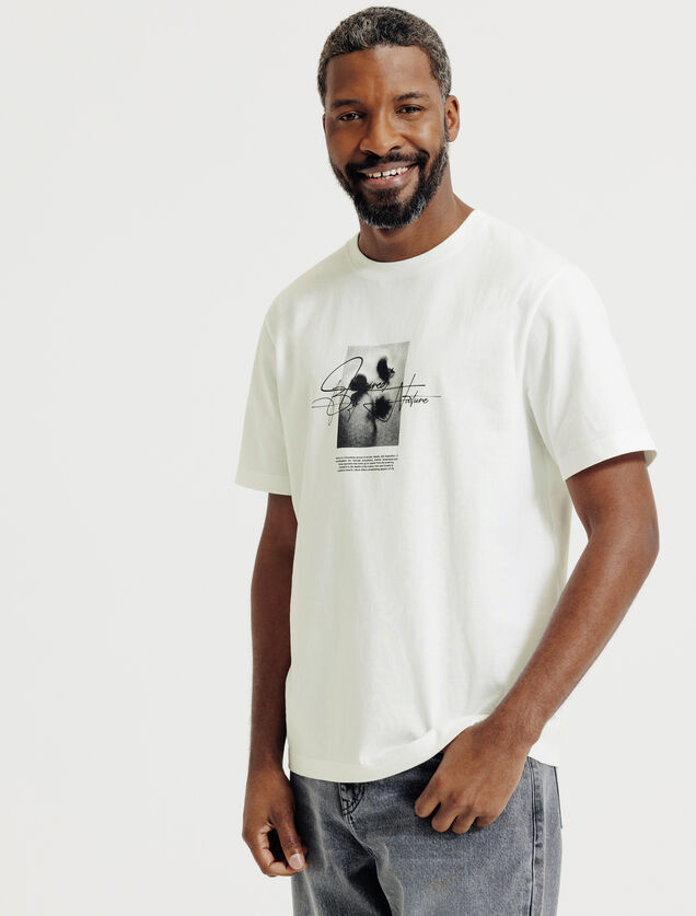 T-shirt met gebloemde print voor- en achteraan