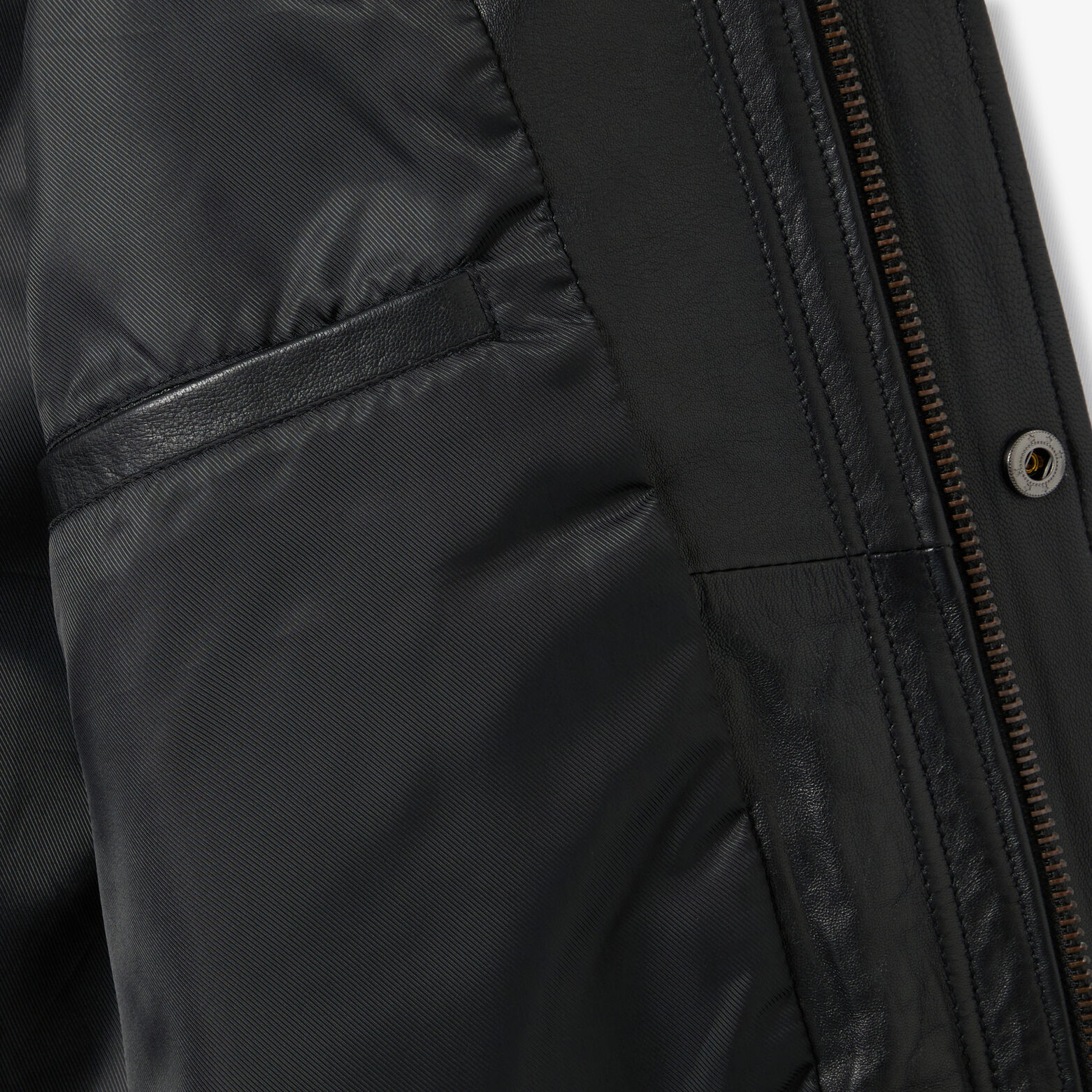 Blouson 100% leer met hemdkraag