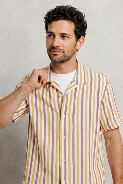 Regular fit gestreept overhemd met korte mouw van 