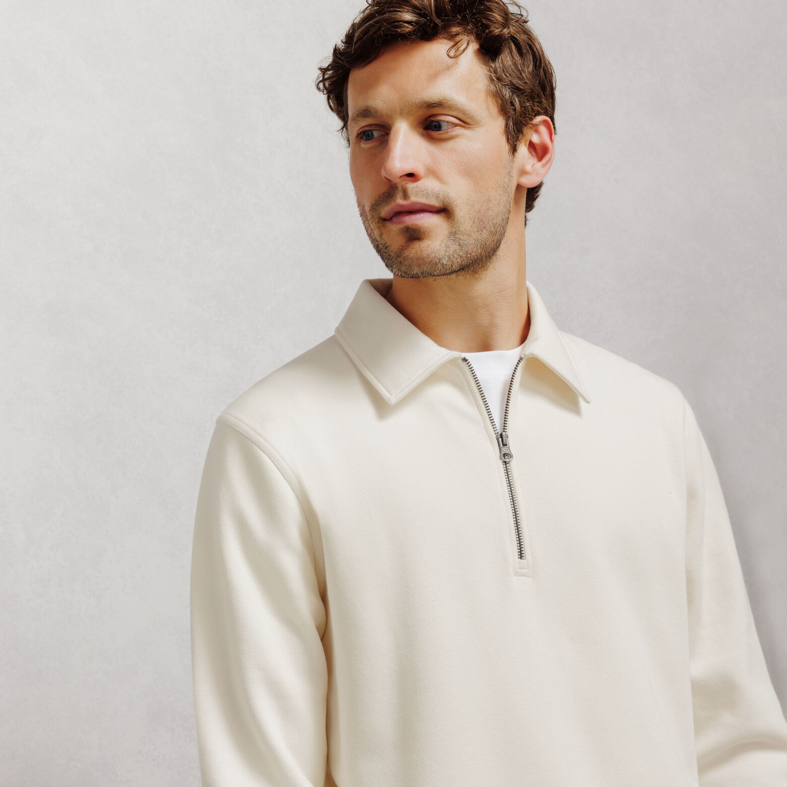 Sweat col polo zipp&eacute; uni