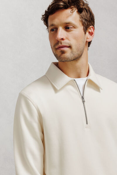 Sweat col polo zipp&eacute; uni