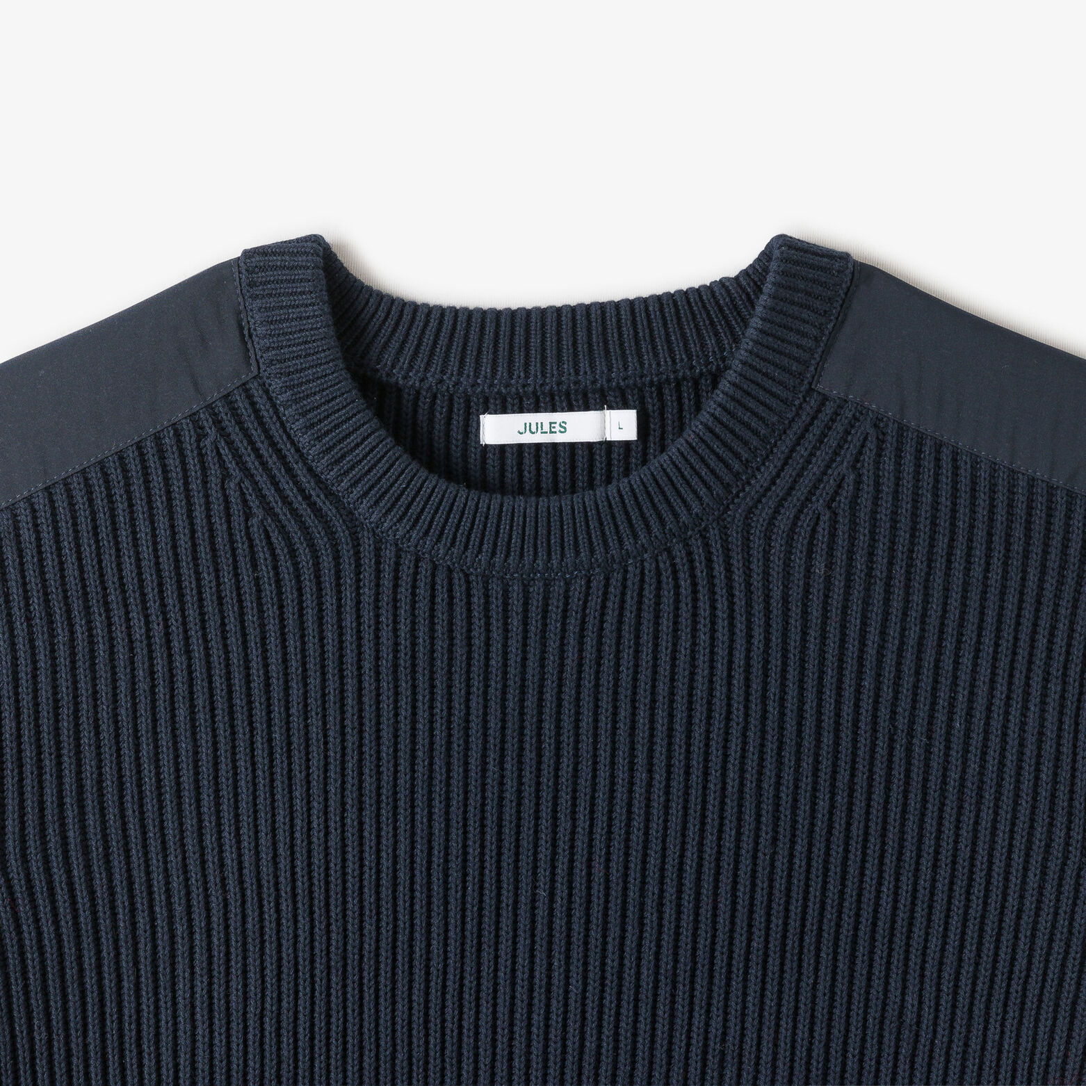 Pull col rond &eacute;pais patch &eacute;paules