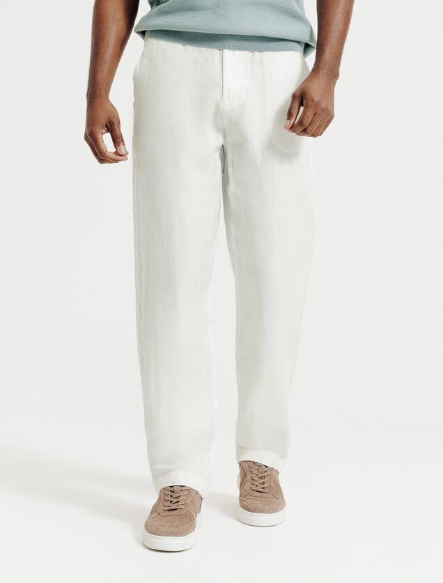 Loose fit chinobroek in 100% linnen