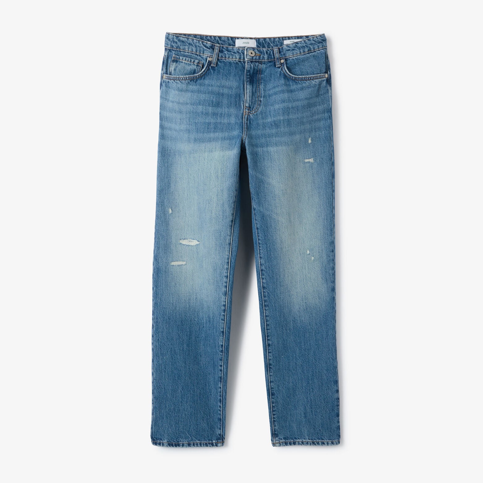 Jean loose avec abrasion d&eacute;lav&eacute; 100% coton