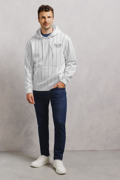 Gestreept hoodie met print vooraan