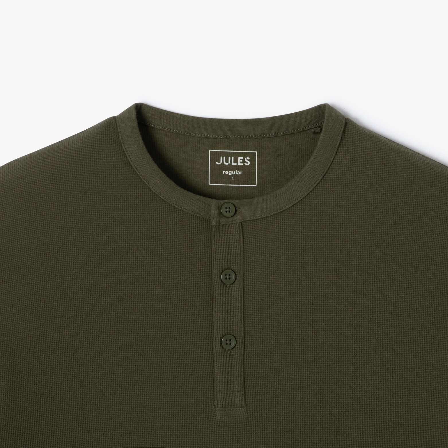Tee shirt col tunisien gaufr&eacute; uni