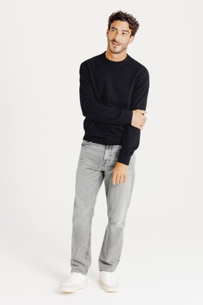 Trui ronde hals in merinos kasjmier