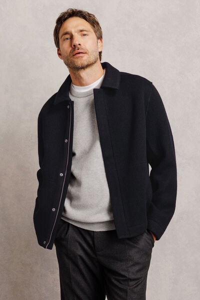 Veste col chemise zipp&eacute;e en molleton