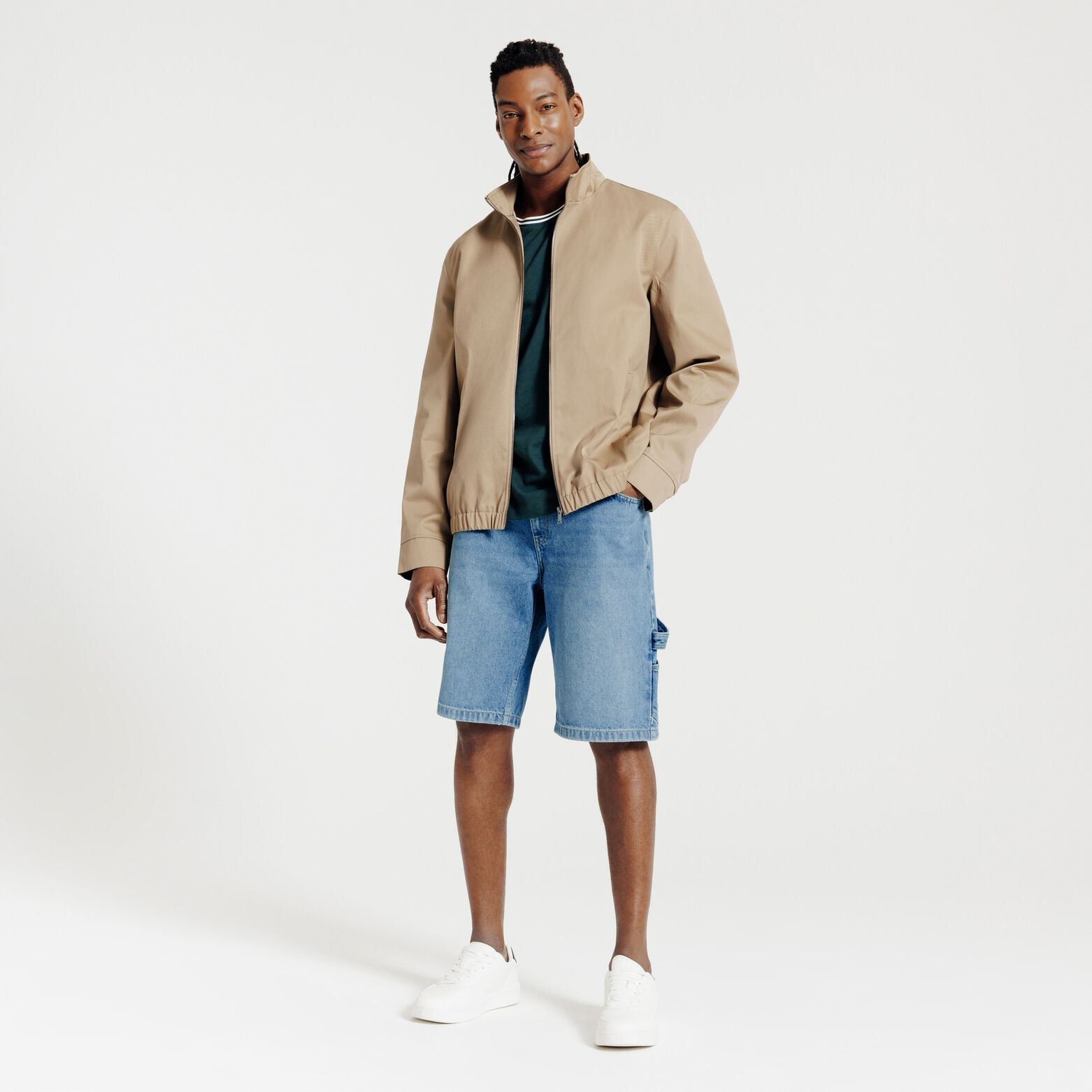 Baggy denim bermuda