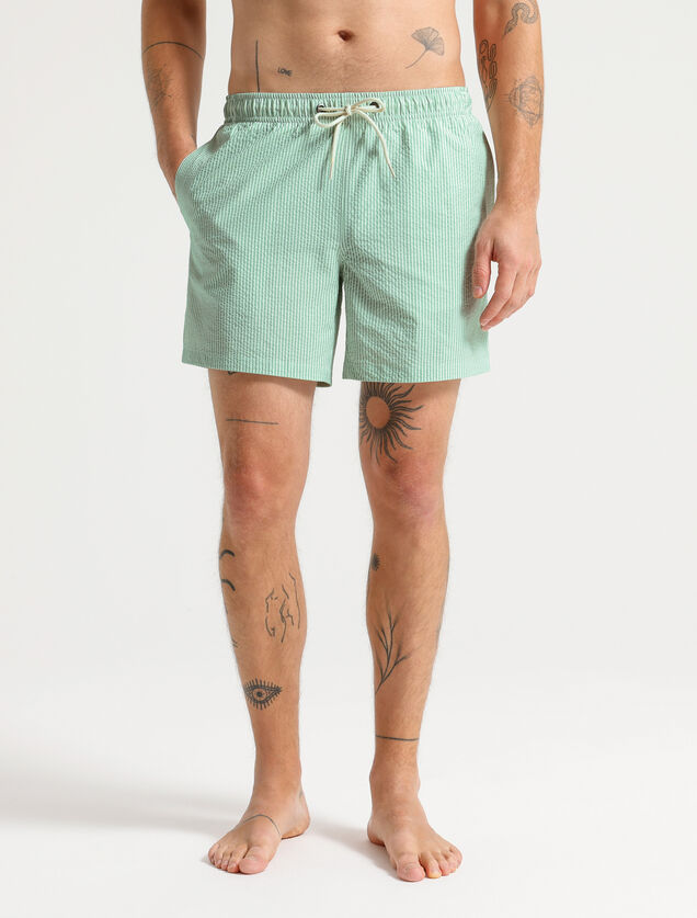 Gestreepte zwemshort in seersucker
