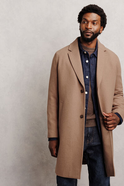Manteau contenant de la laine col tailleur