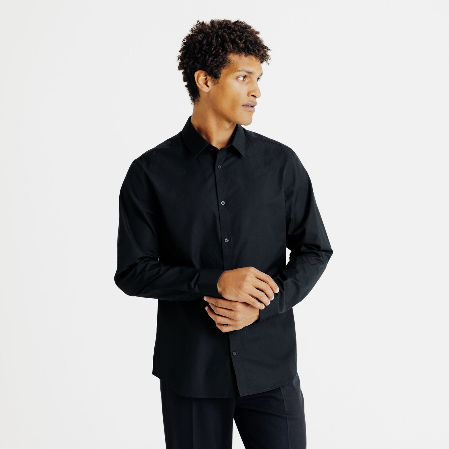 Makkelijk te strijken effen slim fit hemd