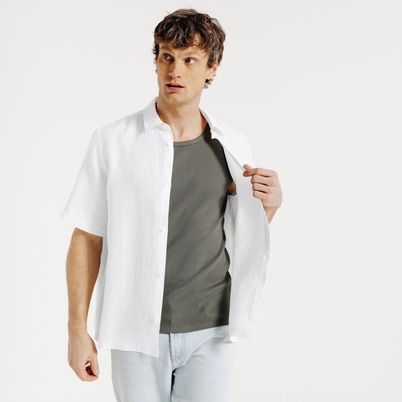 Chemisette en coton lin unie