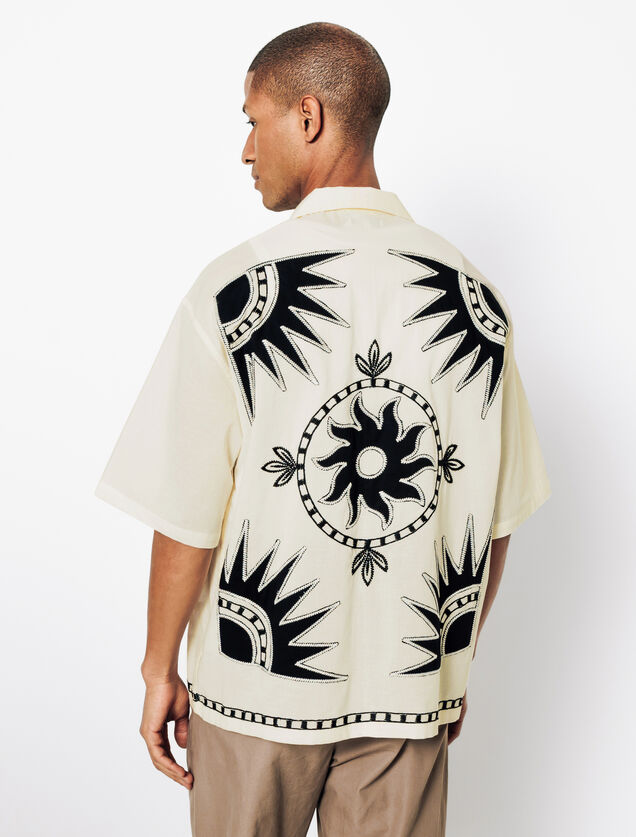 Boxy fit hemdje in geborduurd katoen