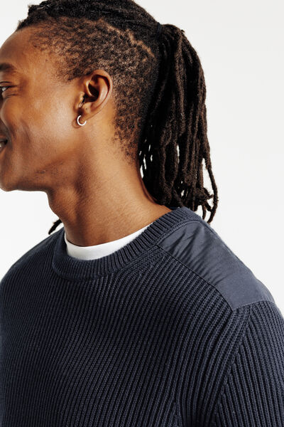 Pull col rond patch épaules