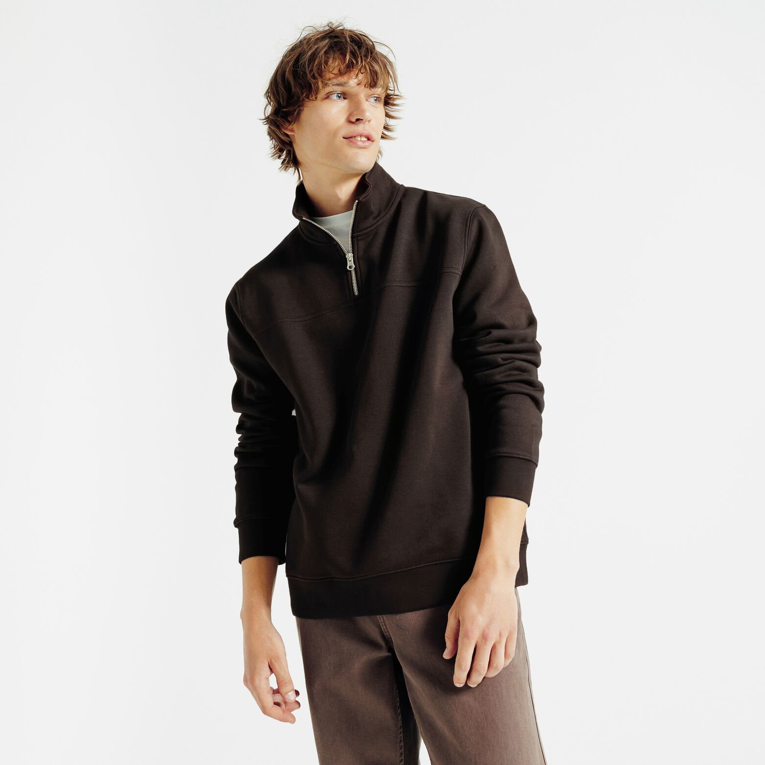 Sweat col montant zippé uni