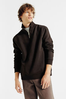 Sweat col montant zipp&eacute; uni