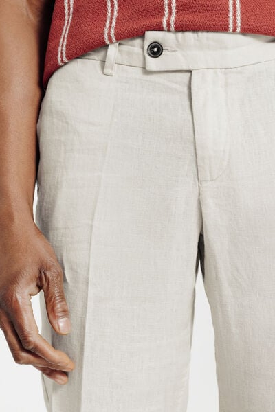 Pantalon chino straight 100% lin