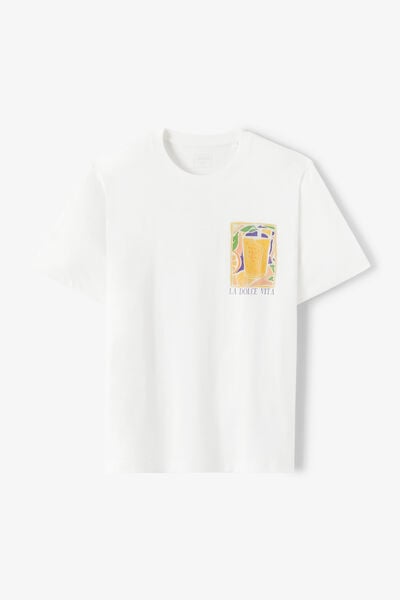 T-shirt met "dolce vita" print voor- en achteraan