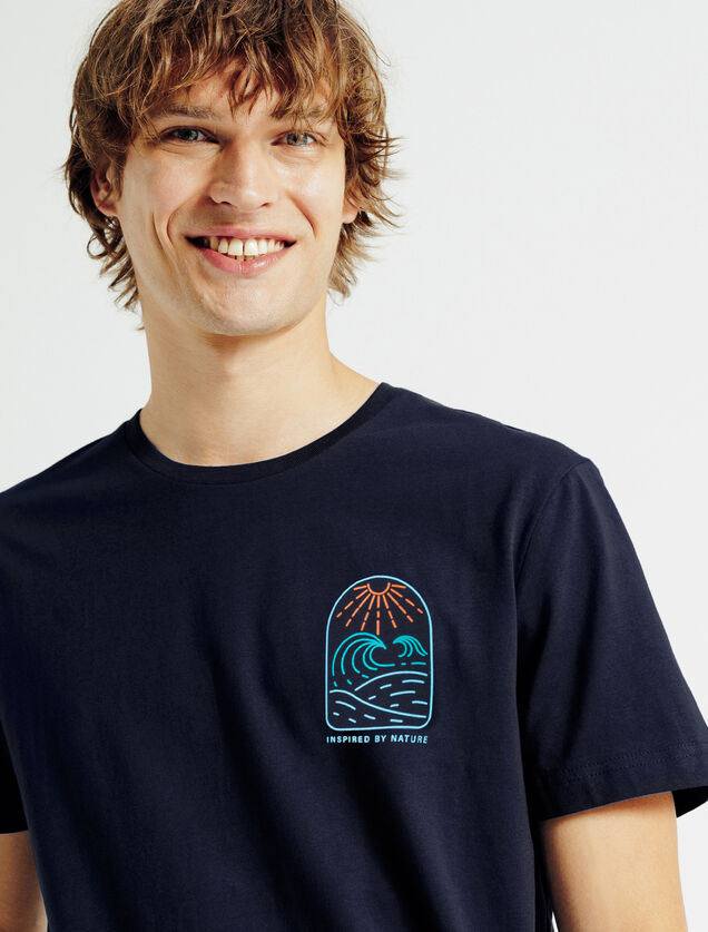 Tee shirt imprimé poitrine col rond