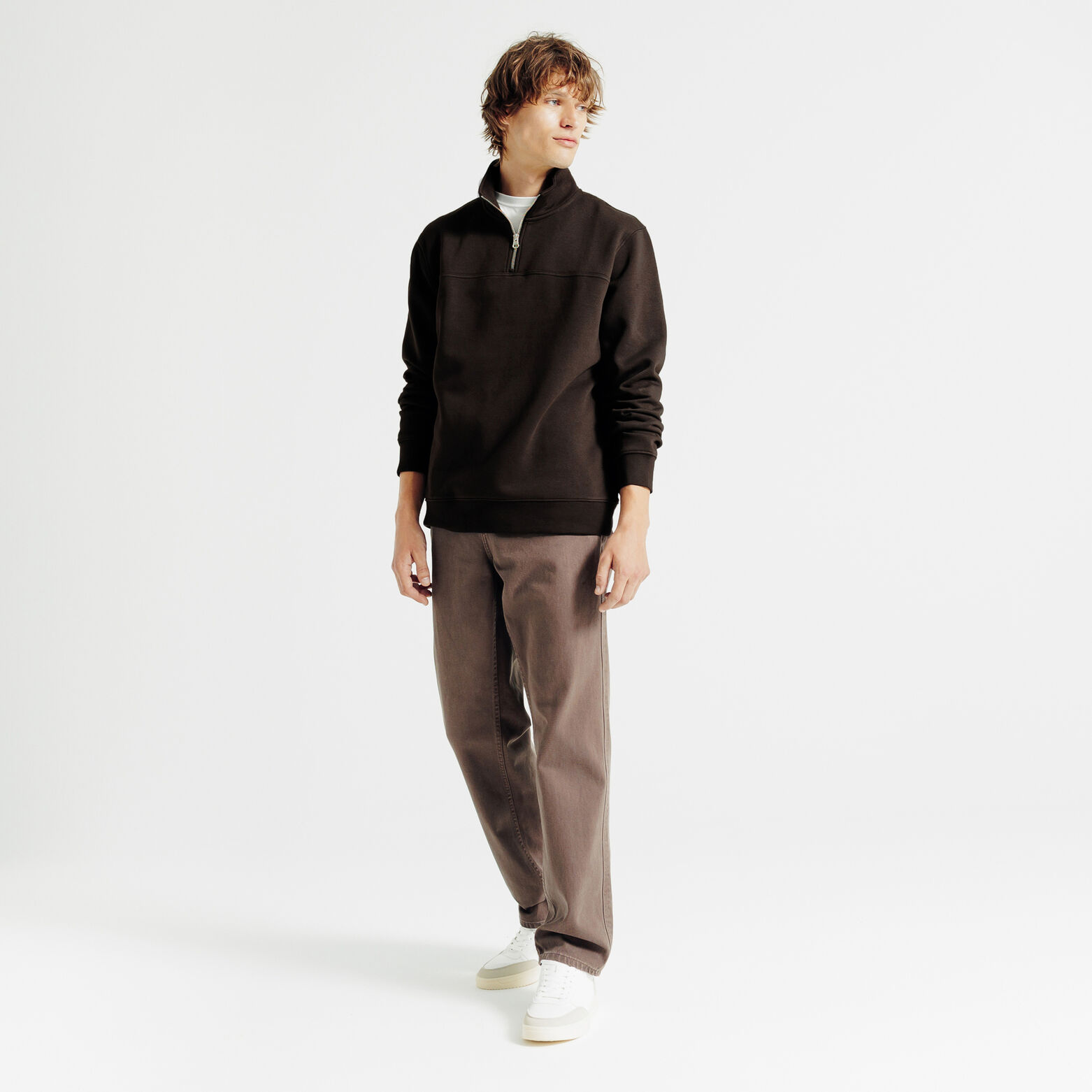 Sweat col montant zippé uni